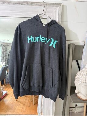 Hurley Dark Gray Hoodie with Teal Logo